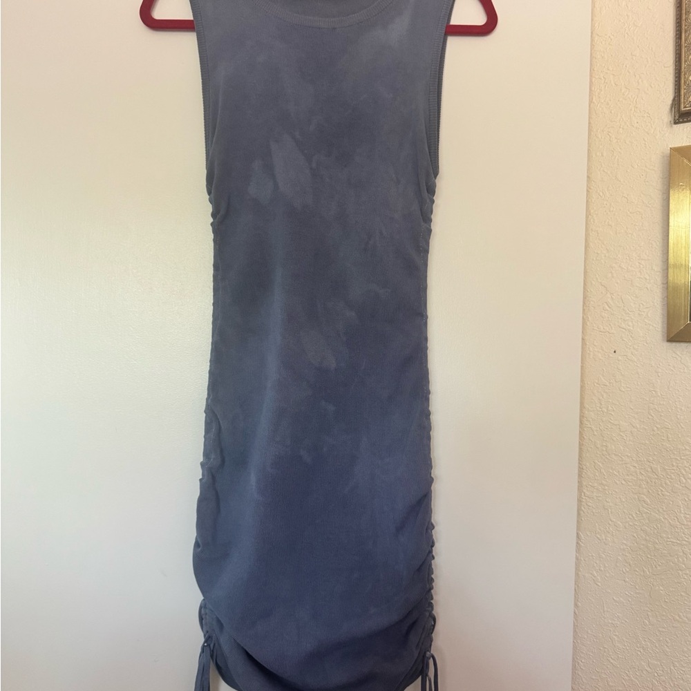 Lioness Military Minds Knit Sleeveless Navy Blue Ruched Side Tank Dress size LG